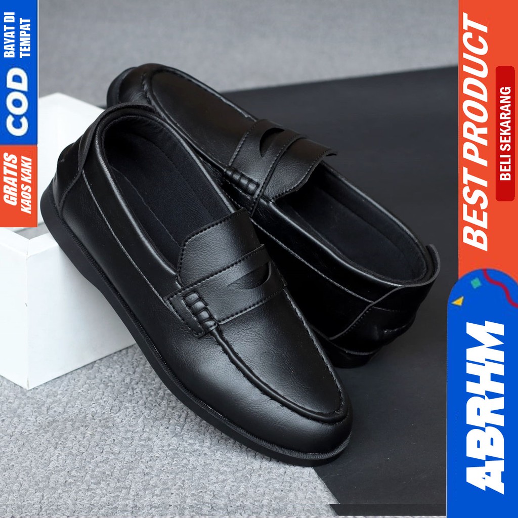 CAMMO Sepatu Slip On pria Kulit Pu Premium Sepatu Pria Casual Pantofel Kerja Kondangan Semi Formal Sepatu Kasual Santai Gaya Keren Kekinian Murah Terlaris