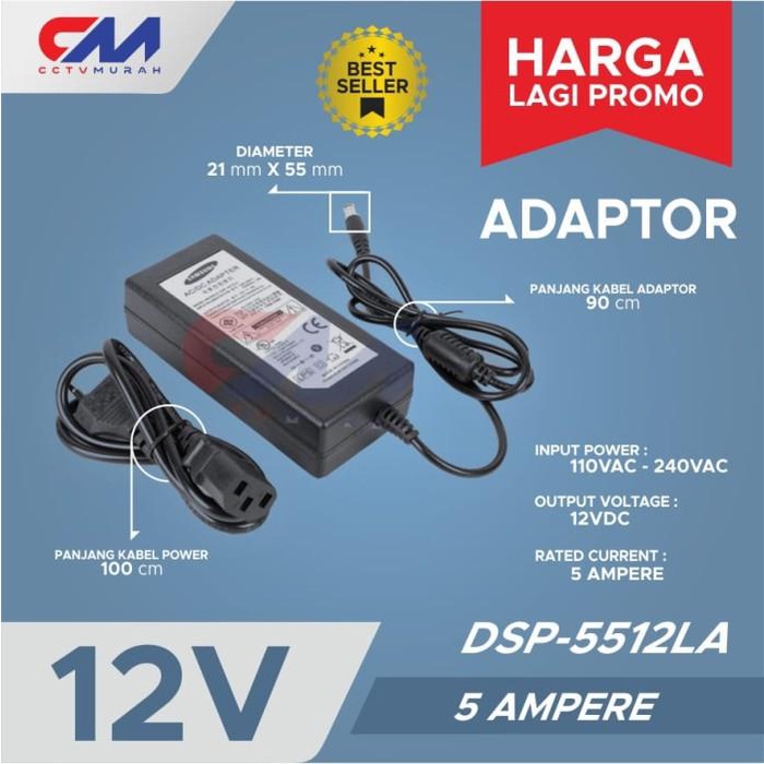 Listrik Adaptor 12V 5A Samsung