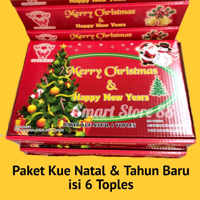 PAKET KUE NATAL DAN TAHUN BARU ISI 6 TOPLES KUPU KUPU KUE NATAL DAN TAHUN BARU