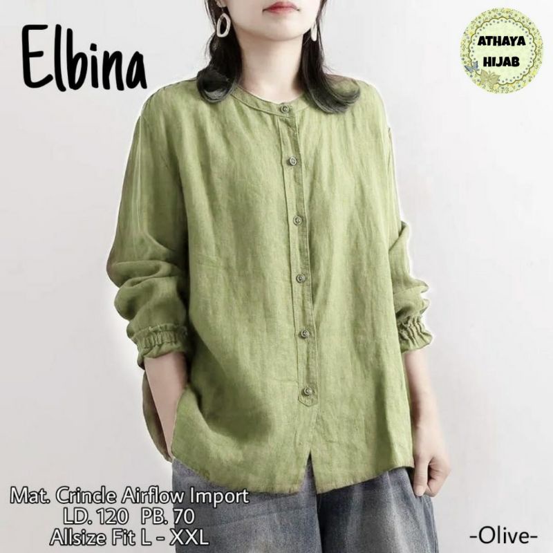 Baju Atasan Wanita Elbina Blouse Crinkle Airflow Jumbo Ld 120 Pb70 Kemeja Import Allsize Fit L-XXL B