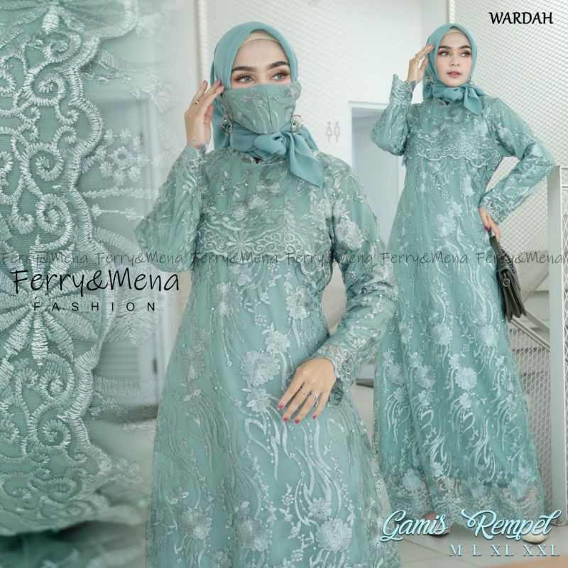 Fashion wanita gamis realpict//gamis tulle remple//gamis tulle tebal mewah//gamis modern