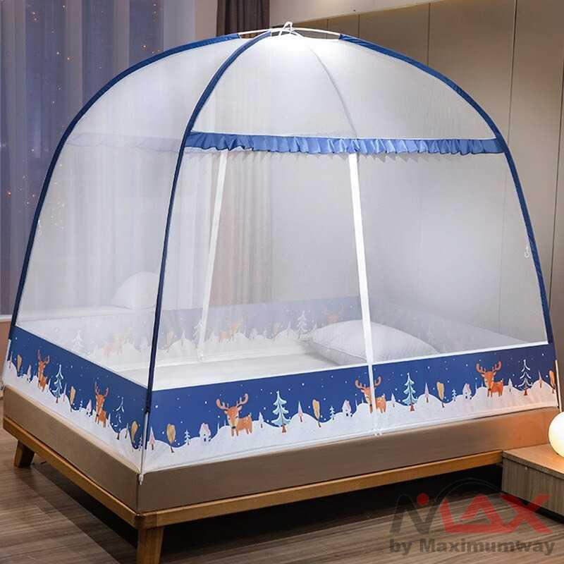 Faroot Jaring Anti Nyamuk Kelambu Kasur Tempat Tidur 120x200cm Rangka sudah termasuk, bisa dilipat kecil Mosquito Net Twin / Queen / King Foldable Simple Bedroom Bed Zipper Mosquito Net Double Door Opening Bedroom Home Textile Decor