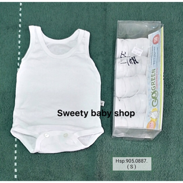 Singlet jumper isi 6 SNI katun 0-2.5th putih polos Katun STRECH serap keringat putih kancing Praktis