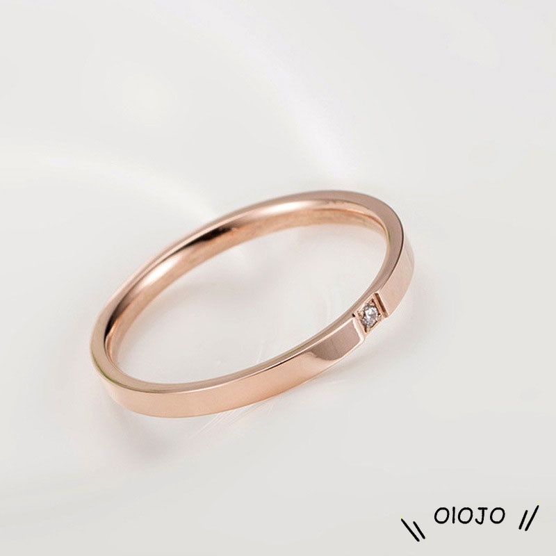 1Pc Cincin Berlian Baja Titanium Sederhana Bergaya Korea dan Perhiasan Wanita - ol