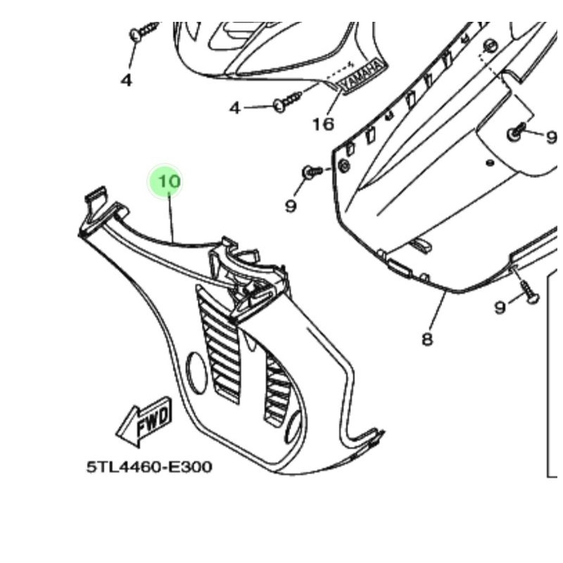 PARLONG DEK PARUH DAN KOLONG PUTIH MIO SPORTY SMILE ORIGINAL ORI YAMAHA GENUINE PART SILVER