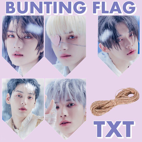 Garland TXT Bunting Flag Soobin Kai Kpop Blue Hour House Fairy