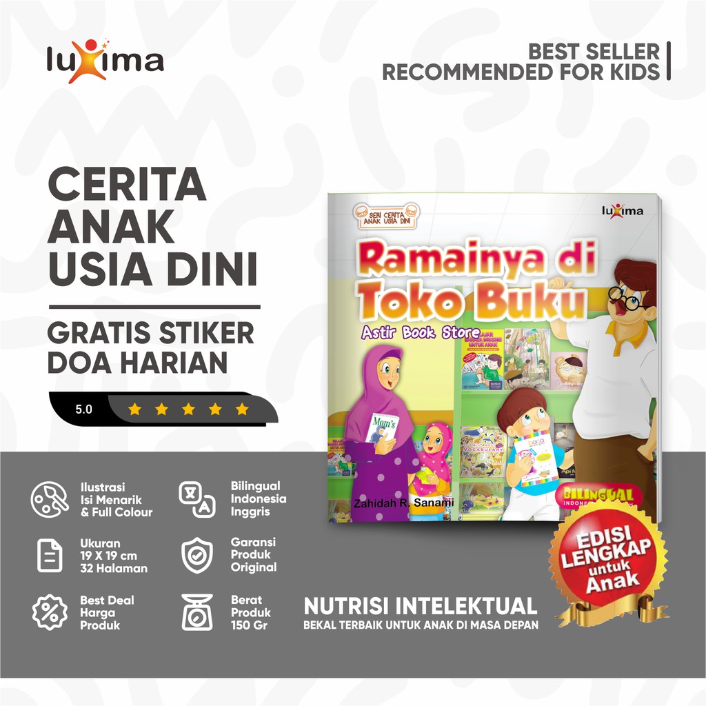 Ramainya di Toko Buku - Seri Cerita Anak Usia Dini 9 / Buku Cerita Bergambar Bilingual dan Bacaan An