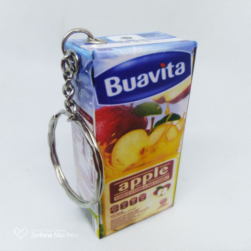 GANTUNGAN KUNCI UNIK MURAH MINIATUR KOTAK MINUMAN-Buavita Apel