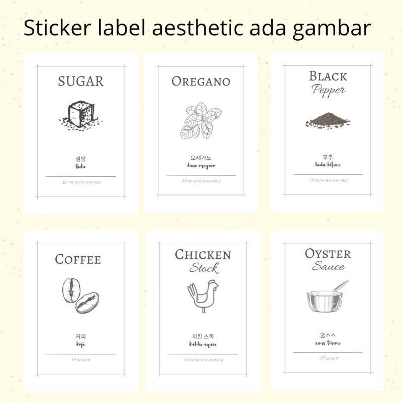 

Stiker label dapur aesthetic 3 bahasa / stiker vinyl