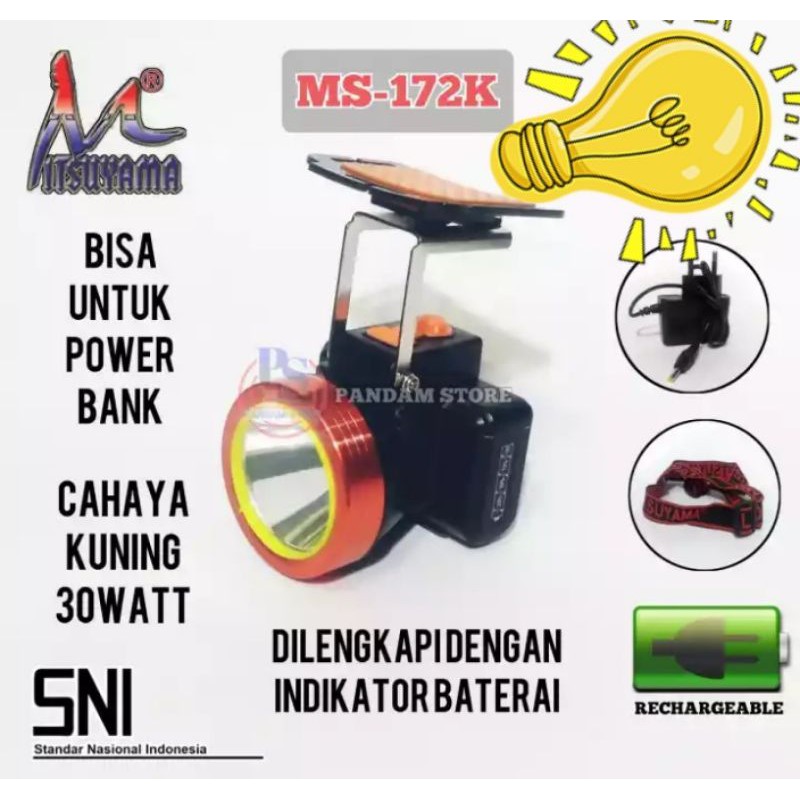 Senter Kepala Headlam MS-172K cahaya Kuning 30W