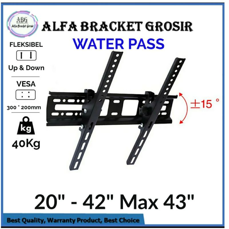 bracket tv/braket tv/breket tv and monitor 20 22 24 27 32 40 42 inch max 43 inch all merk water pass