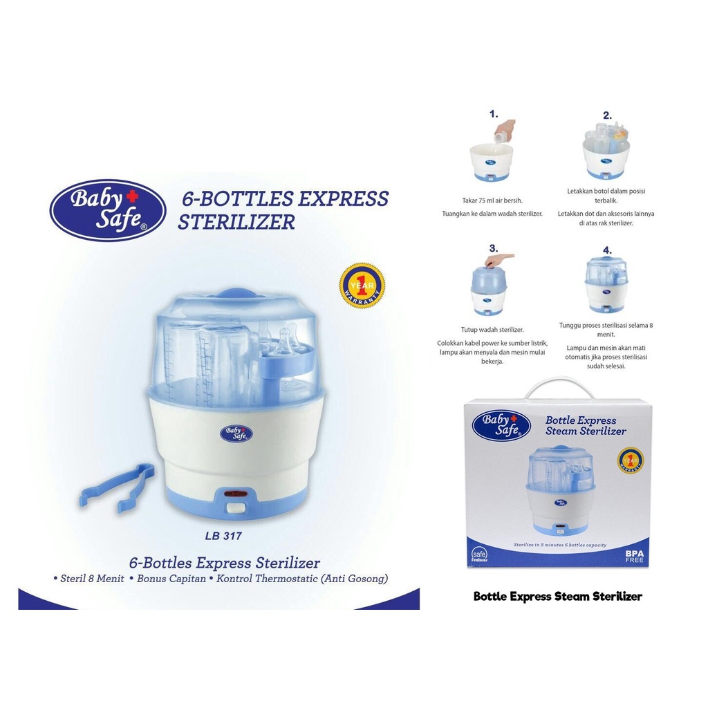 BABY SAFE STEAM STERILIZER LB317 STERIL BOTOL