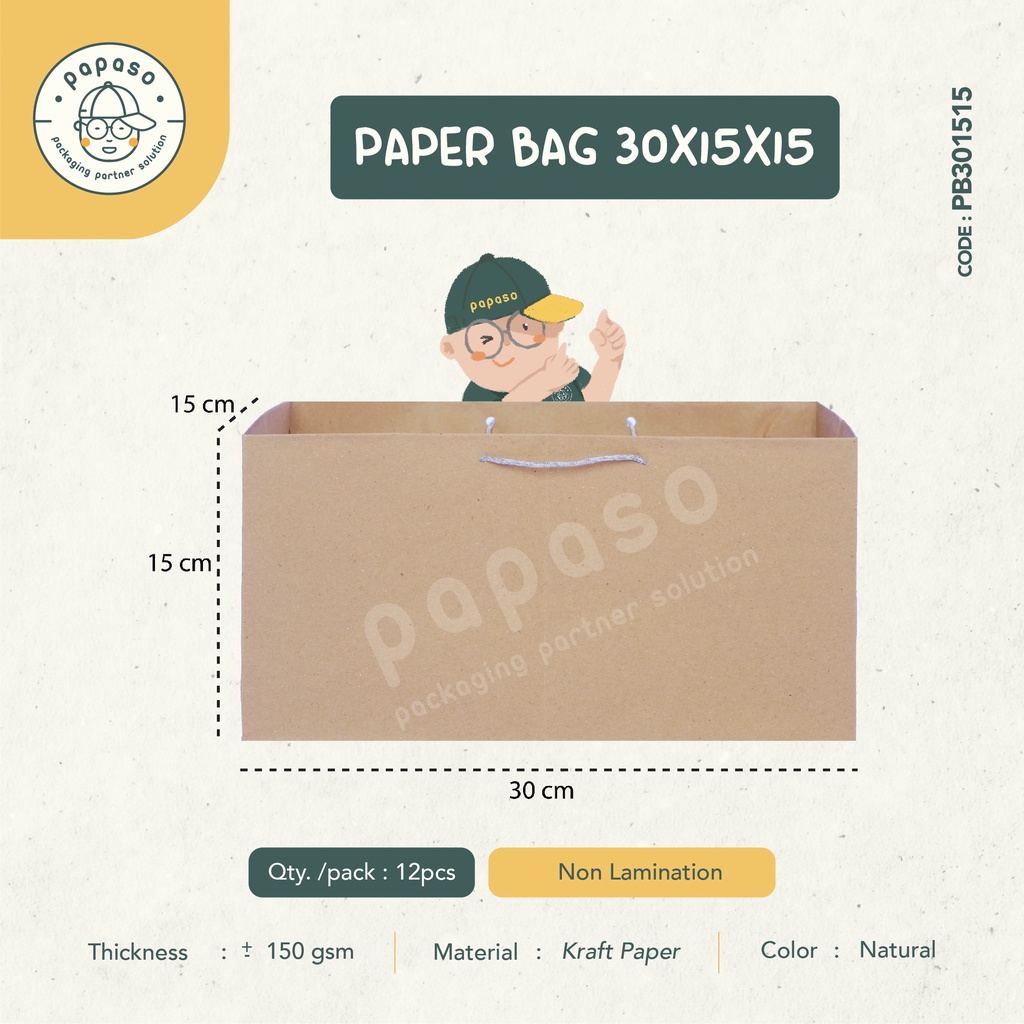 Jual Kraft Paper Bag 30x15x15cm / Tas Kertas / Kantong | Shopee Indonesia