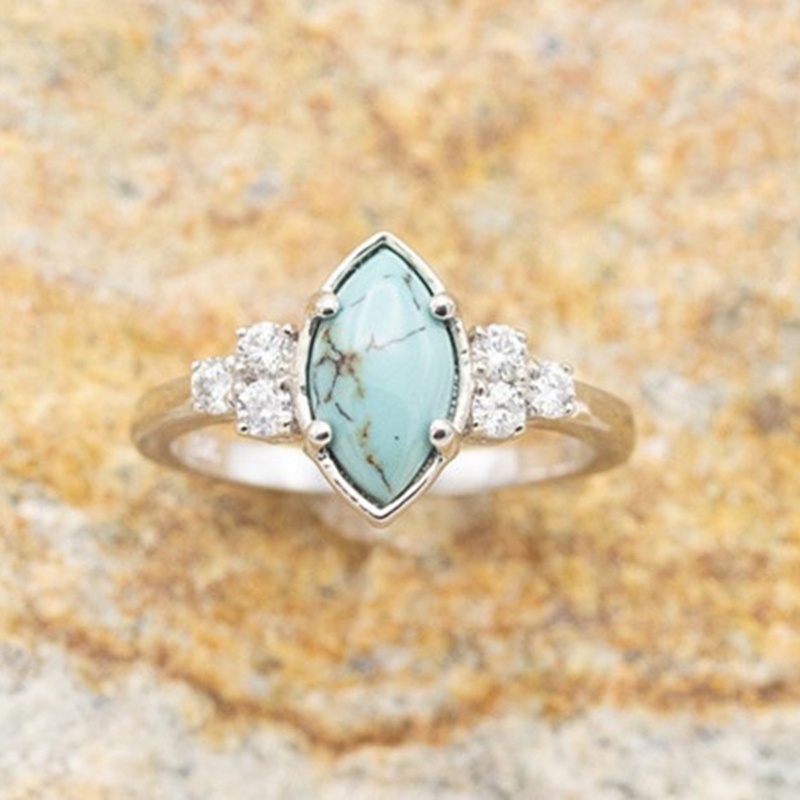 3pcs / Set Cincin Emas Multilayer Model Hollow Turquoise Untuk Wanita