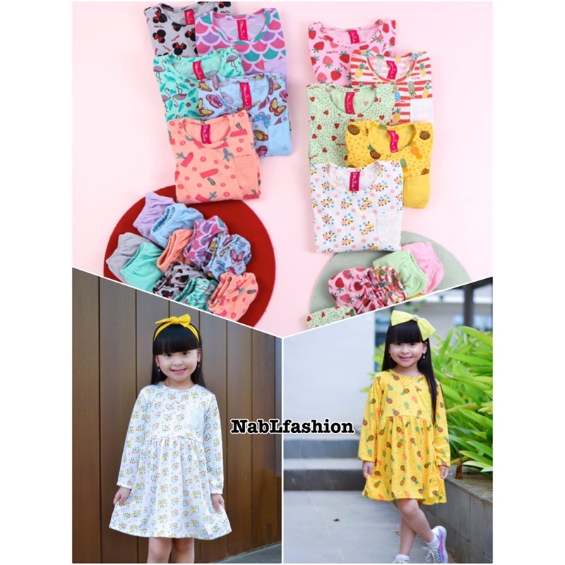 FLOWKIDS LONGDRESS ANAK PEREMPUAN FREE UNDERWARE 2PCS dress flower kids