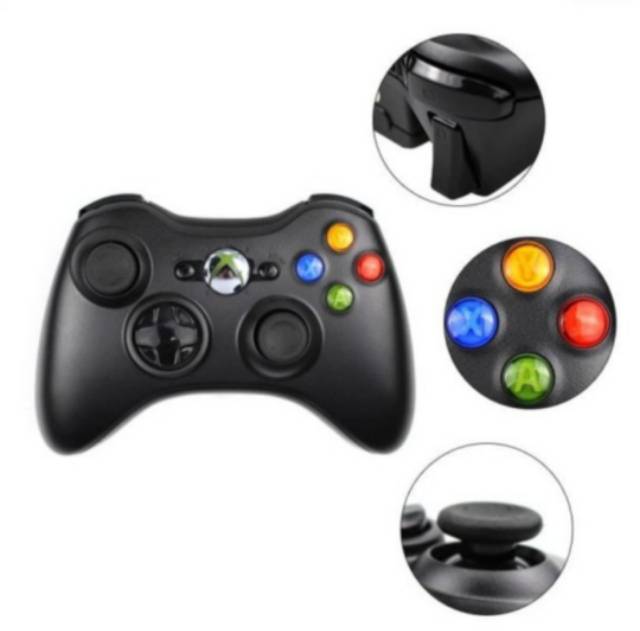 Stick Xbox 360 PC Plus Reciever Original Wireless Hitam