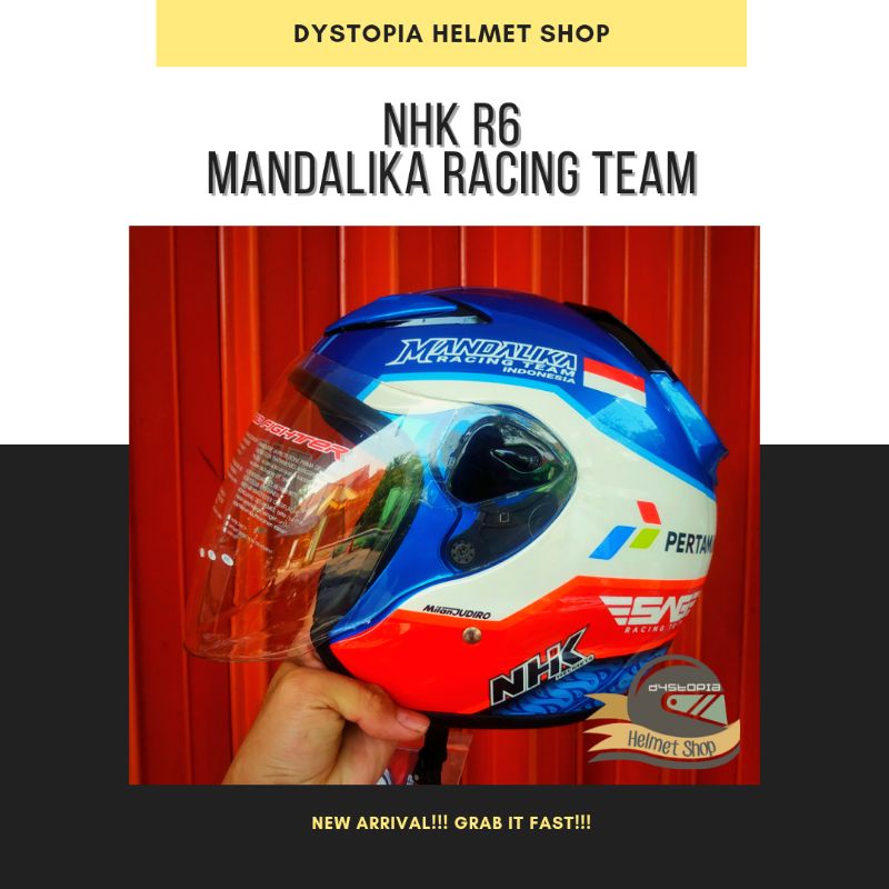 NHK R6 Mandalika Racing Team Helm NHK Halfface Mandalika Free Ongkir Kargo