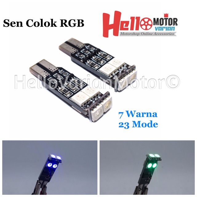Lampu Sen Senja Isi Sepasang T10 6 LED RGB 7 Warna 203
