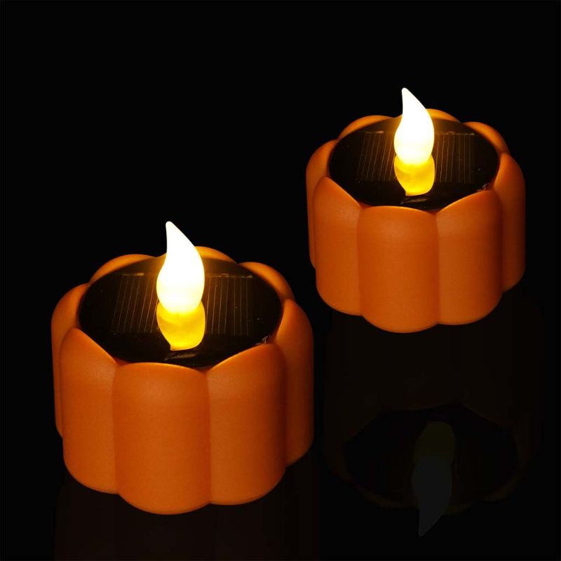 Zzz 6pcs Lampu LED Tenaga Surya Bentuk Labu Untuk Dekorasi Halloween