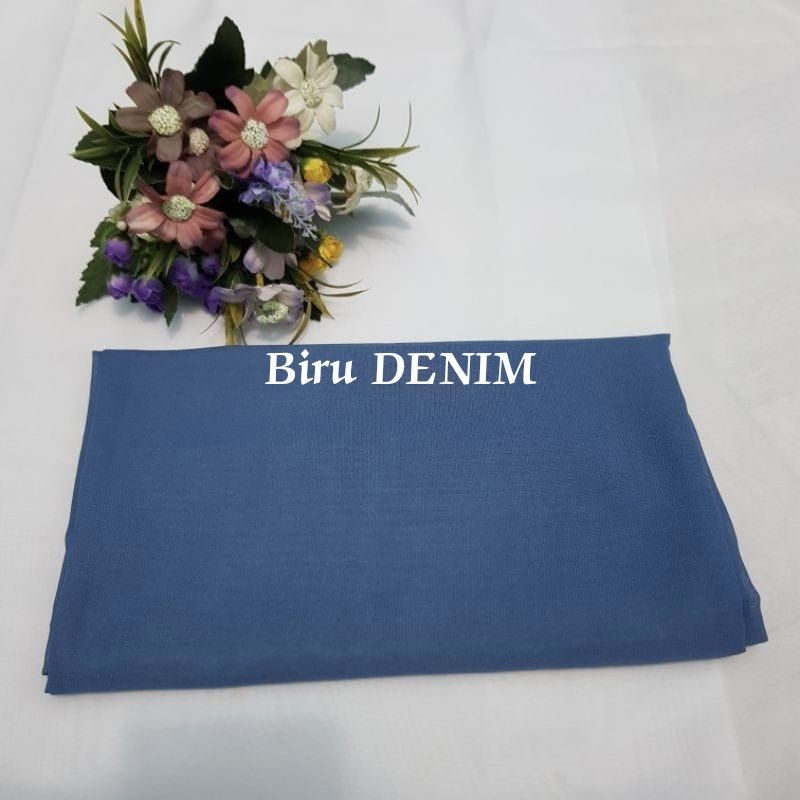 hijab BELLA SQUARE Pollycotton premium-Biru DENIM