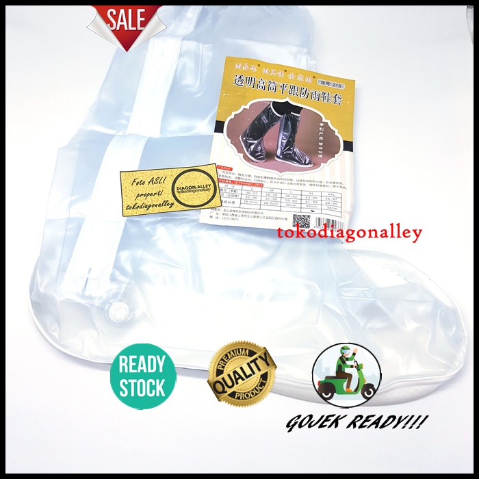 Jas Hujan Sepatu XL L M S Shoes Cover Premium Sepatu Sarung Sepatu Anti Air Waterproof Reflektor Cahaya - TRANSPARAN