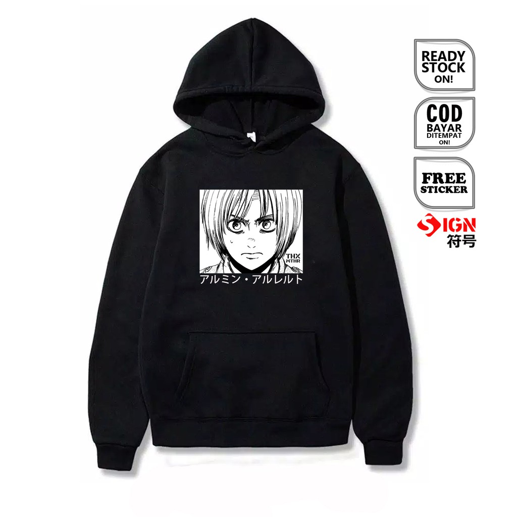 HOODIE ARMIN ARLERT  アルミン・アルレルト ARUMIN ARURERUTO ATTACK ON TITAN LEGION PASUKAN BERSENJATA SHINGEKI