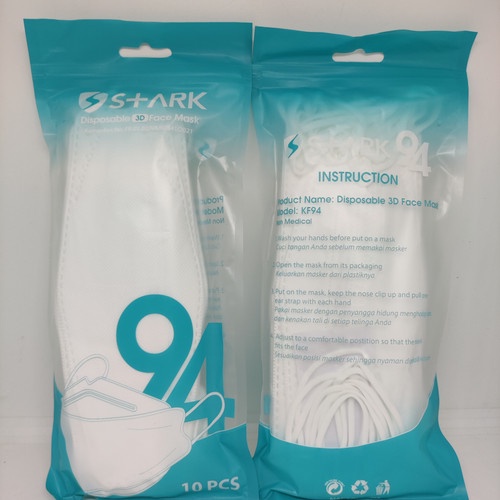 Masker KF94 warna Putih stark Masker 3 D Satu pack ISi 10 pcs