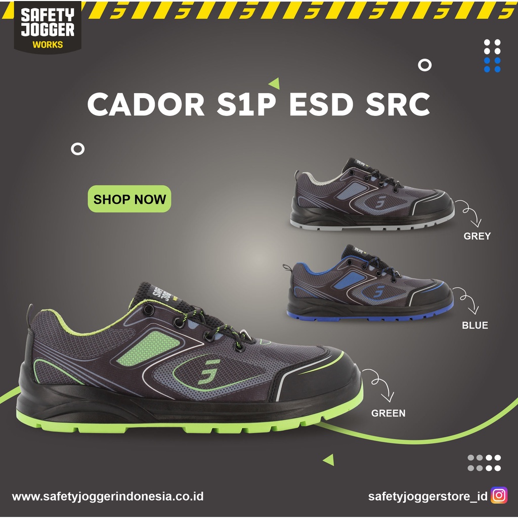 SAFETY JOGGER CADOR BLUE, GREEN, GREY S1P ESD SRC