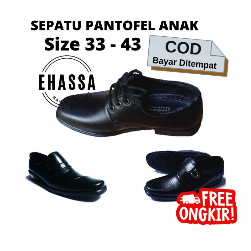 Sepatu Pantofel Anak Pria Sepatu Fantovel Cowok Sepatu  Sekolah Anak Laki Laki Sepatu Pantofel Hitam