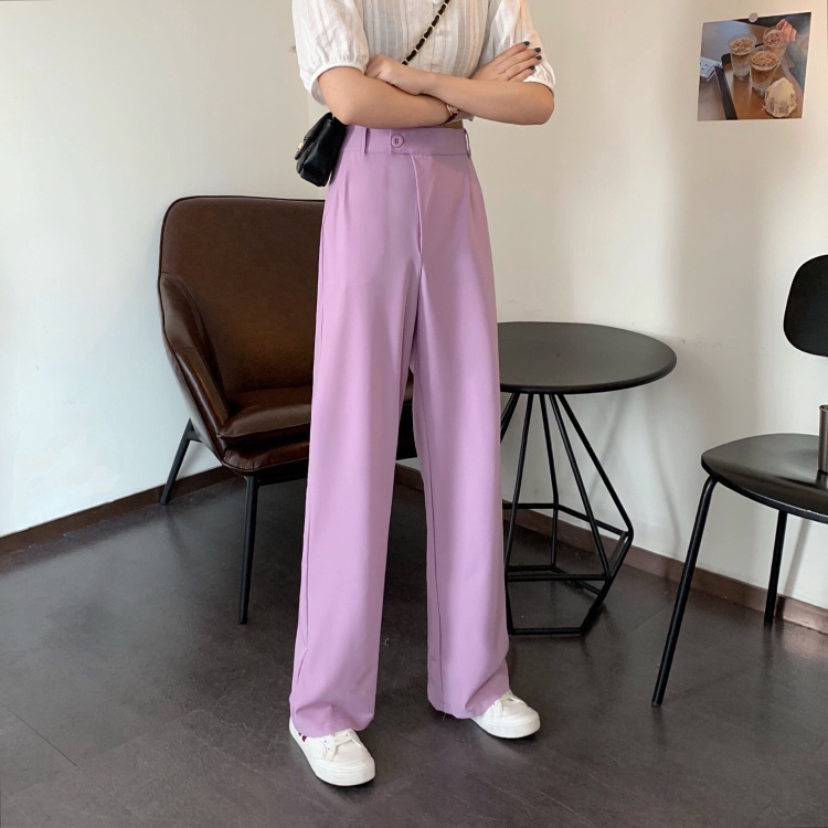  Celana  Panjang  Model High Waist Lebar Lurus Bahan  Katun  