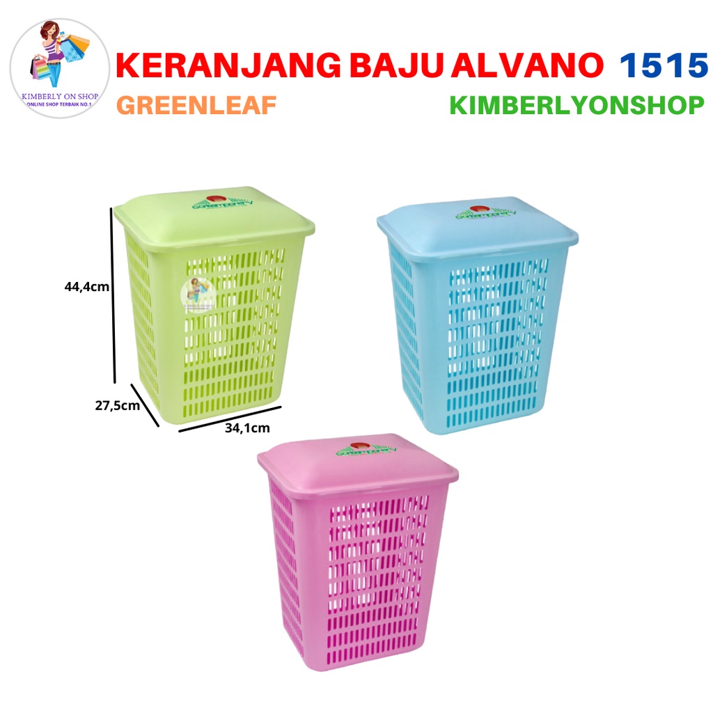 Keranjang Pakaian Laundry Plastik Baju Kotor Alvano 1515 Green Leaf