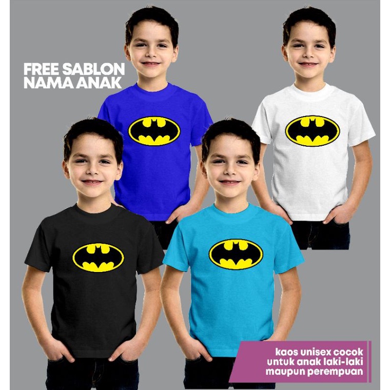 KAOS ANAK DISTRO | KAOS ANAK LAKI2 | KAOS ANAK LOGO BATMAN  AVENGERS EVOS FREE FIRE