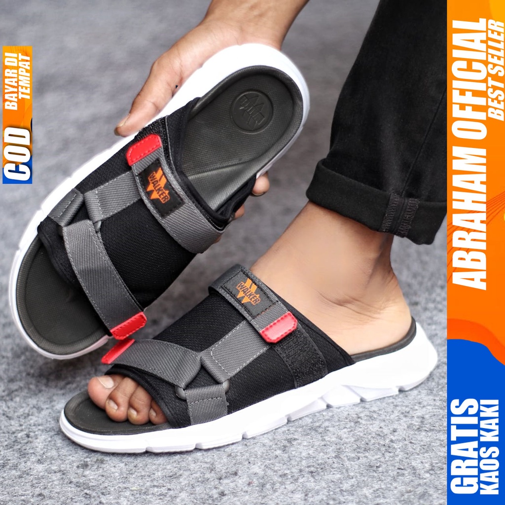 ABRHAM SHOKA Sendal Slop Pria Sandal Slide Distro Terbaru Hitam