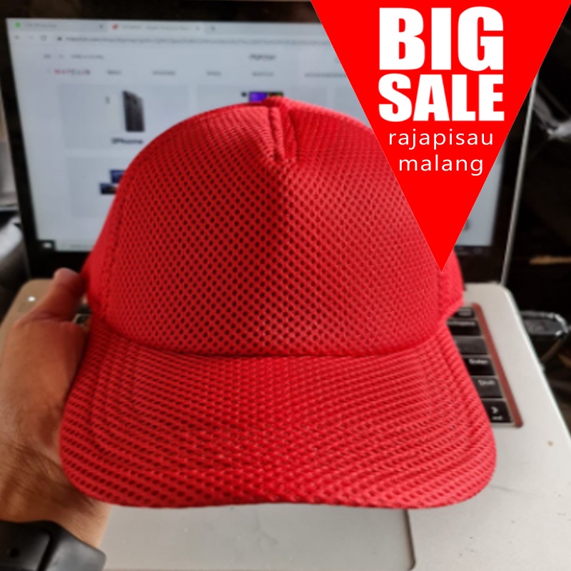 Topi Polos Jaring Warna Merah