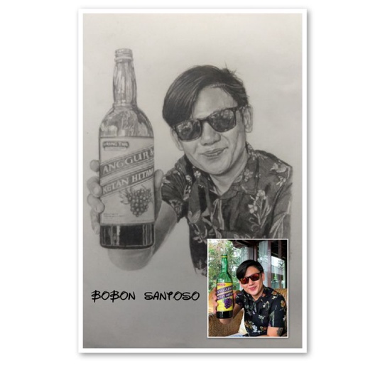 Lukisan sketsa wajah realis pensil Uk A 4