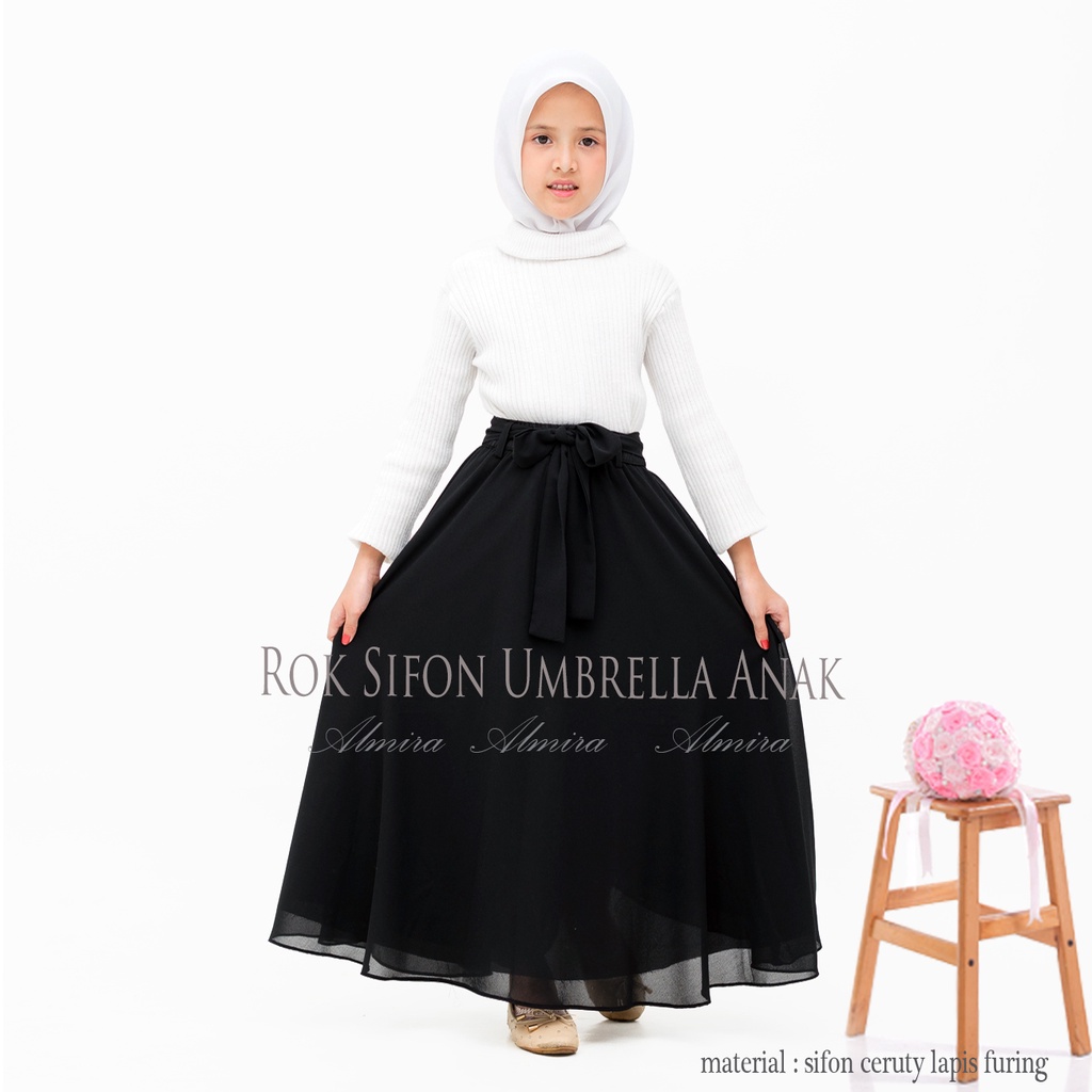 Rok Anak Perempuan Panjang Payung Lebar Princess Sifon  Ceruty Umbrella Skirt Griyaraditya Almira