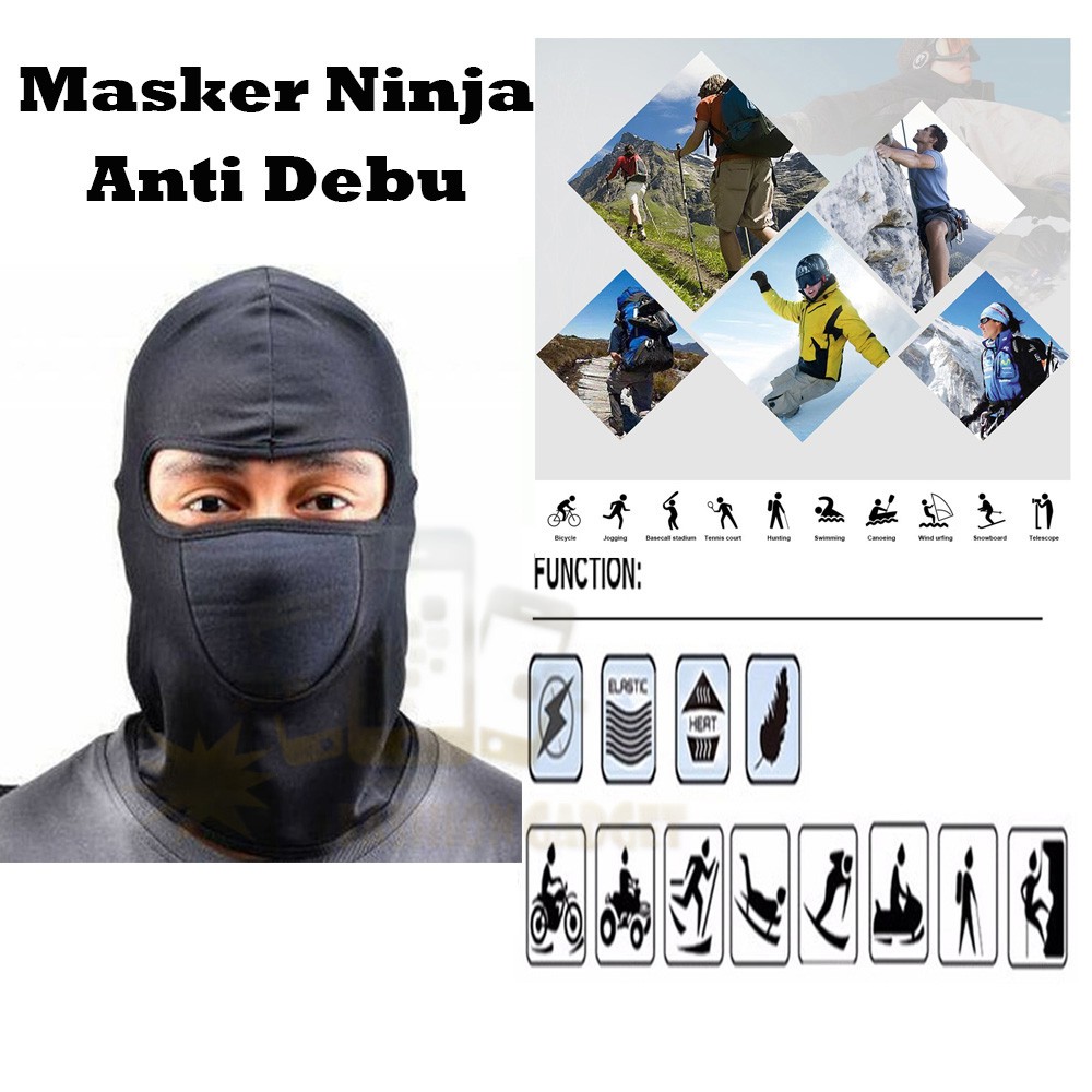 Masker Topeng Ninja Full Face Pelindung Kepala dan Wajah Masker Motor Anti Debu Polusi Bahan Nyaman