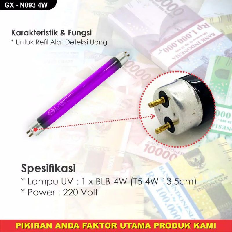 REFILL LAMPU UV / PENDETEKSI UANG PALSU 4w dan 8w