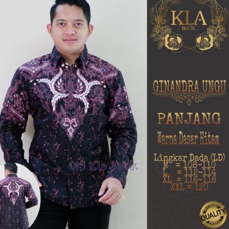 Modern.. NEW BATIK PRIA GINANDRA UNGU FULL FURING BATIK PRIA LENGAN PANJANG  KATUN HALUS SIZE M-XXXL