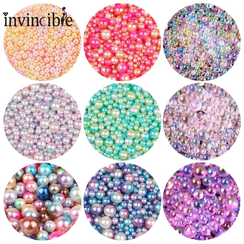 1pc Manik-Manik Mutiara Imitasi Bahan Resin Tanpa Lubang Warna-Warni Untuk Dekorasi Nail Art