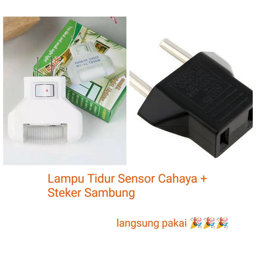 Lampu Tidur Sensor Cahaya 1w 1 watt plus Steker Colokan Sambung Langsung Pakai