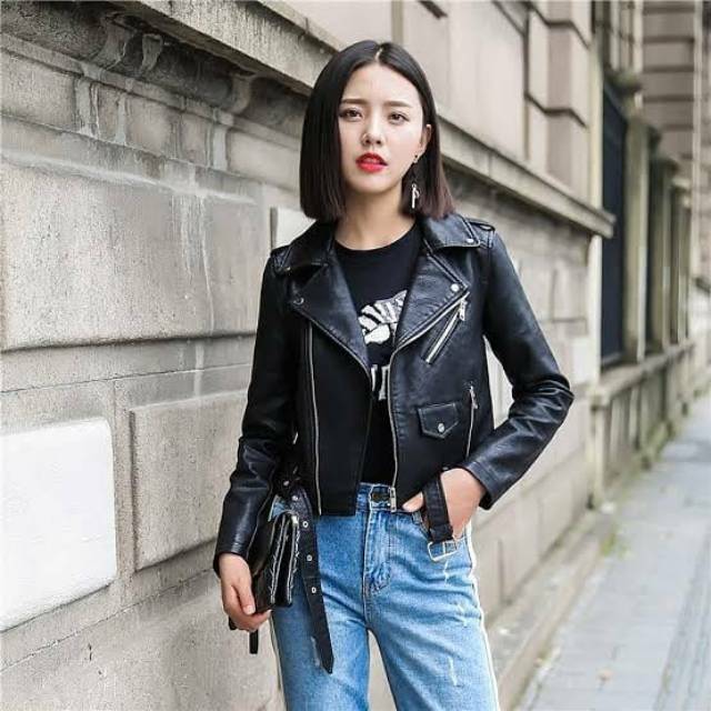 Jaket Kulit Sintetis Stylish Rock N Roll Crop CRP2 SEMIKULIT - PU LEATHER