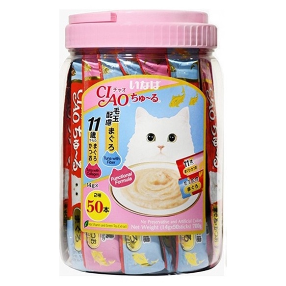 cat snack makanan kucing CIAO churu TUNA W COLLAGEN creamy liquid ECER