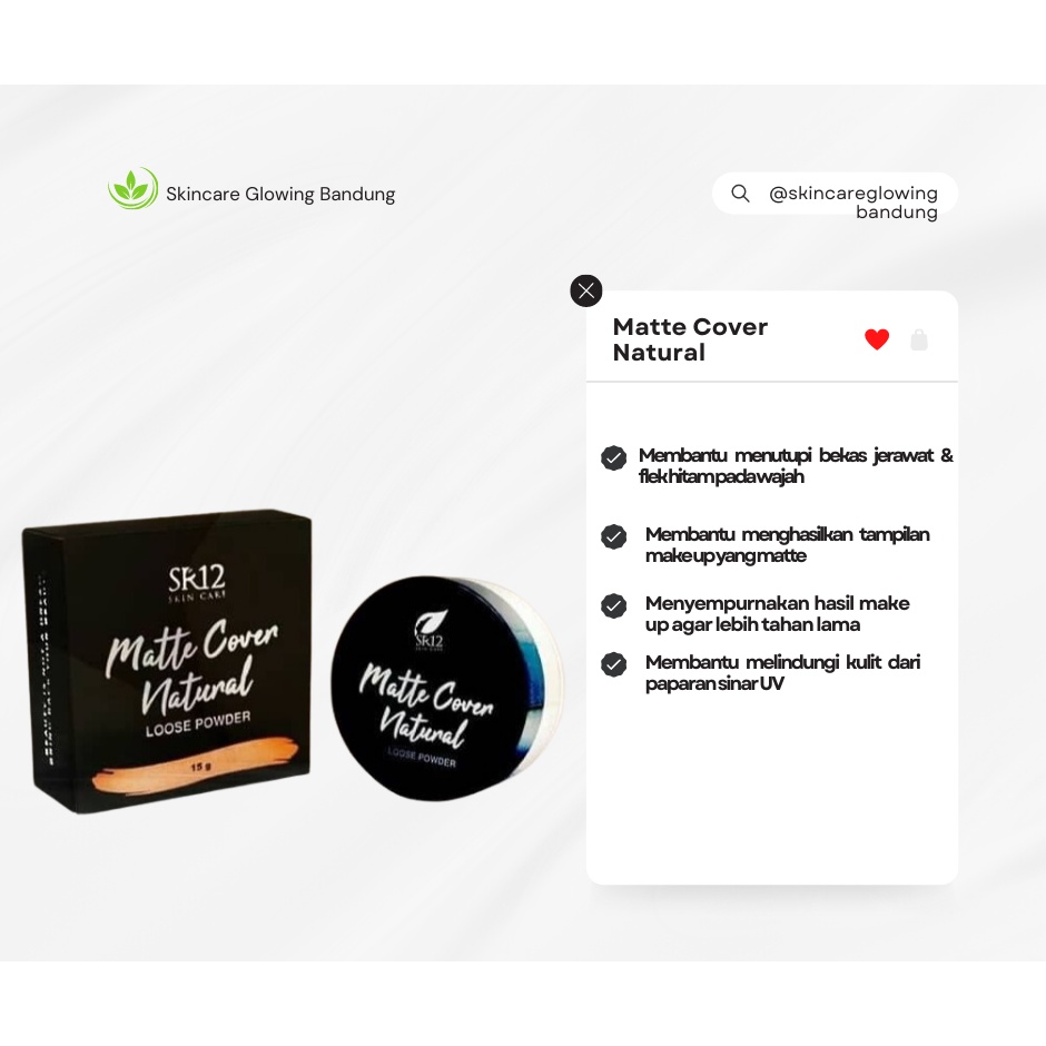 Bedak Tabur Matte Cover Loose Powder SR12 Bedak Untuk Kulit Berjerawat Bedak Tabur Glowing Bedak Glowing Tahan Lama Anti Air