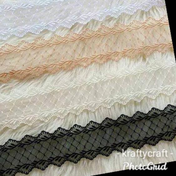 ← Renda tile bunga bordir rajut brokat gyper / giper katun baju mukena kebaya meteran harga 1 ROLL ⅎ