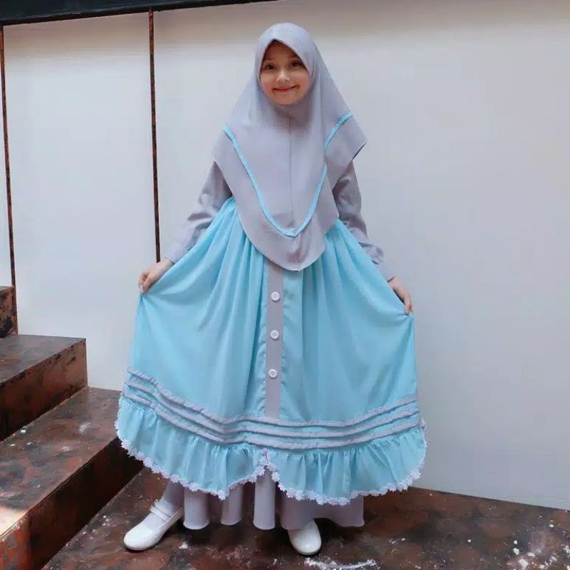 gamis anak 7-10 tahun/gamis anak termurah/gamis anak set hijab kekinian /gamis anak BASELA SYARI KID