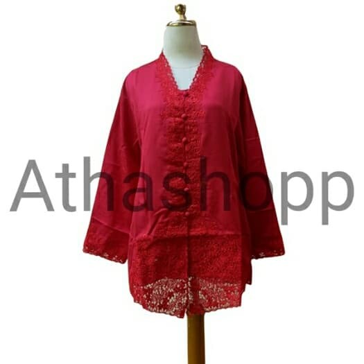 Dimensi - Kebaya Encim Modern Lengan Panjang Jumbo Big Size Ld 122 6L Pink Fanta
