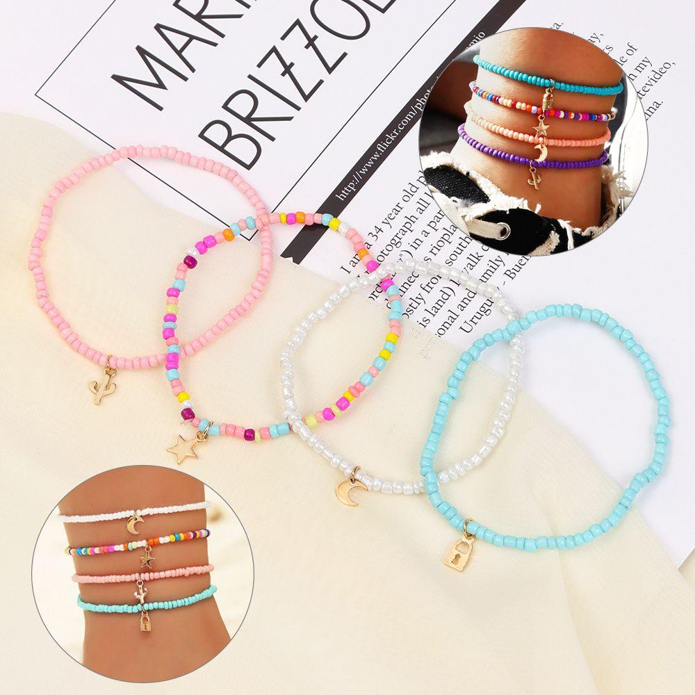 Preva 4PCS/SET Gelang Kaki Multilayer Fashion Pantai Lucu Campur