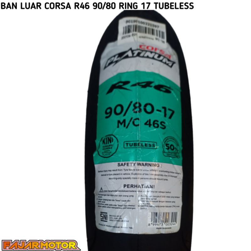 BAN LUAR CORSA  90/80-17 TUBELESS R46 R26