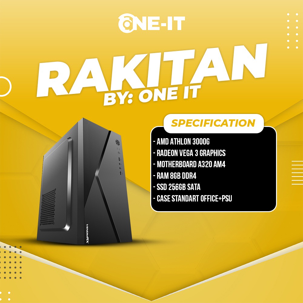 PC Rakitan Office AMD Athlon 3000G | RAM 8 GB | SSD 256 GB